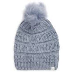 Treasure and Bond Blue Fox Fur Pom Benie